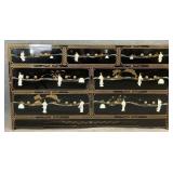 Chinoiserie Black Lacquer MOP Triple Dresser