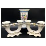 3pc Bavarian Candle Holders & Italian Florentine