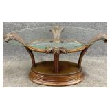 Hollywood Regency Plume Carved Coffee Table