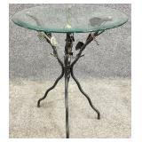Glass Top Metal Base Accent Table