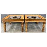 Pair Wood & Metal End Tables