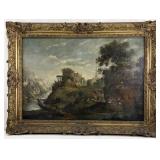 Antique Roman Ruins Landscape Canvas Oil Painting