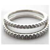 2pc Sterling Silver Clear Stone Channel Set