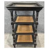 Glass Insert Caned Accent Table