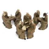 3 Vintage Chinese Mudmen Figurines