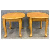 Pair Oak Tone Oval End Tables