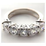 Sterling Silver 5 Round Stones Ring, Sz 5