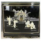 Chinoiserie Black Lacquer MOP Hall Chest