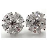 Sterling Silver Clear Stone Flower Earrings