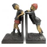 Art Nouveau Style Bronze Boy & Girl Bookends