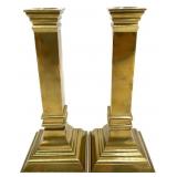 2pc Architectural Column Heavy Brass Candlesticks