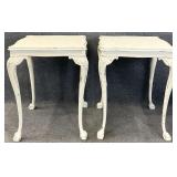 Pair Distressed Ball in Claw End Tables