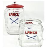 2pc Lance Glass Counter Advertising Jars