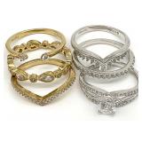 6pc Sterling / Gold Tone Sterling Rings, Sizes 10