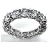 Sterling, Round Clear Stone Eternity Ring, Sz 5