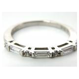 Sterling Silver Clear Stone Baguette Ring, Sz 7