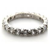Sterling Silver Clear Stone Eternity Ring, Sz 7