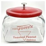 Tom's Peanuts Glass Counter Advertising Jar