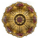 Antique Gold & Red Carnation Goofus Glass Bowl