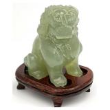 Small Chinese Jade Style Stone Foo Dog on Stand