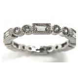 Sterling Silver, Round & Baguette Eternity Ring,