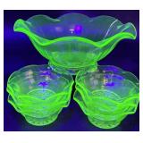 7pc Uranium Glass Berry Bowl Set