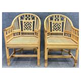 Pair Bentwood Rattan Arm Chairs