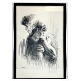 Sandu Liberman, Drawing Print of Couple Embracing
