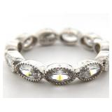 Sterling Silver Oval Stone Eternity Ring, Sz 7