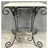 Metal Base Marble Top Accent Table
