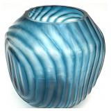 Frost Blue Glass Circle Vase