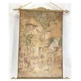 Antique French Aubusson Style Village Scene