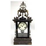Bronze, Marble & Painted Enamel Clock