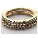 2 Gold Tone Sterling Channel Set Rings, Sz 6