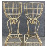Pair Wrought Iron 32in Planters