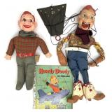 3pc 1950s Howdy Doody Marionette, Doll & Book