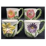 4pc Fitz & Floyd April Flowers Mugs