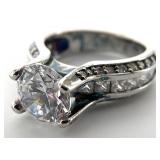 Sterling Clear Stone Ring, Sz 5