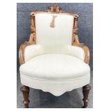 Victorian Walnut Figural Carved Arm Chair