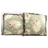 2 Shabby Chic Floral Tassel Fringed Throw Pillows
