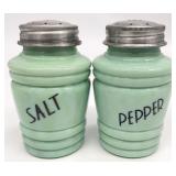 Jadeite Green Vintage Style Salt & Pepper Shakers
