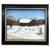 Winter Barn Landscape Painting by Eino Anttila