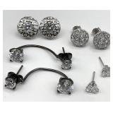4pc Sterling Silver Clear Stone Earrings