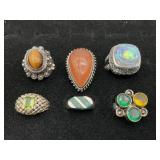 6pc Sterling Silver Rings