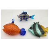 3pc Blown Glass Fish Ornaments