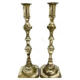 Pair 19 "  Antique Brass Candlesticks