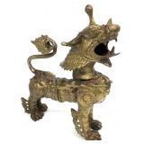 15 " Thai Bronze Guardian Foo Dog Sculpture