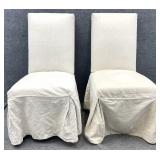 Pair Quality Slip Covered Parsons Chairs