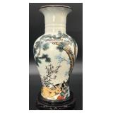 Chinese Crackle Ceramic Rabbit Vase on Stand