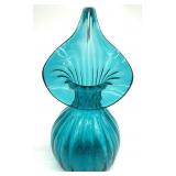 Teal Jack In Pulpit Ribbed Art Glass Vase